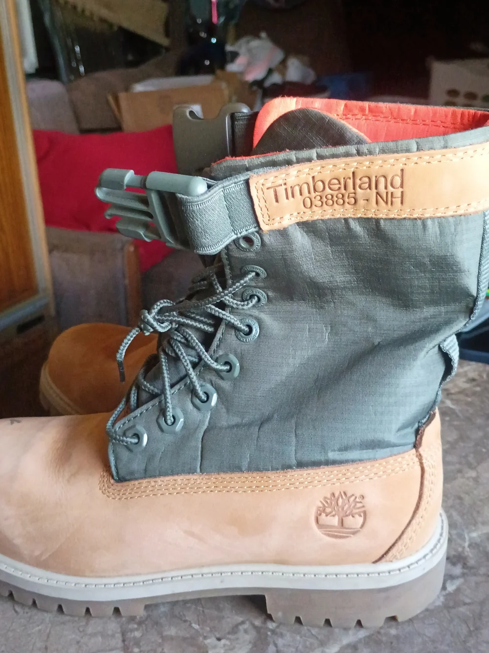 Timberland 03885-NH Military Gaiter Tall Boot Wheat Olive Buckle Strap Size 5